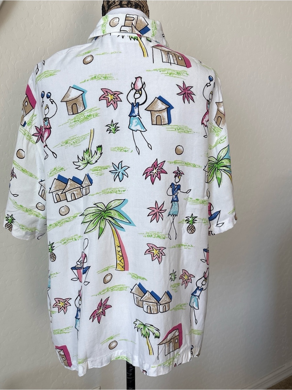 Vintage dressbarn women’s White funny Tropical Print Button-Down Shirt XXL - Picture 2 of 7